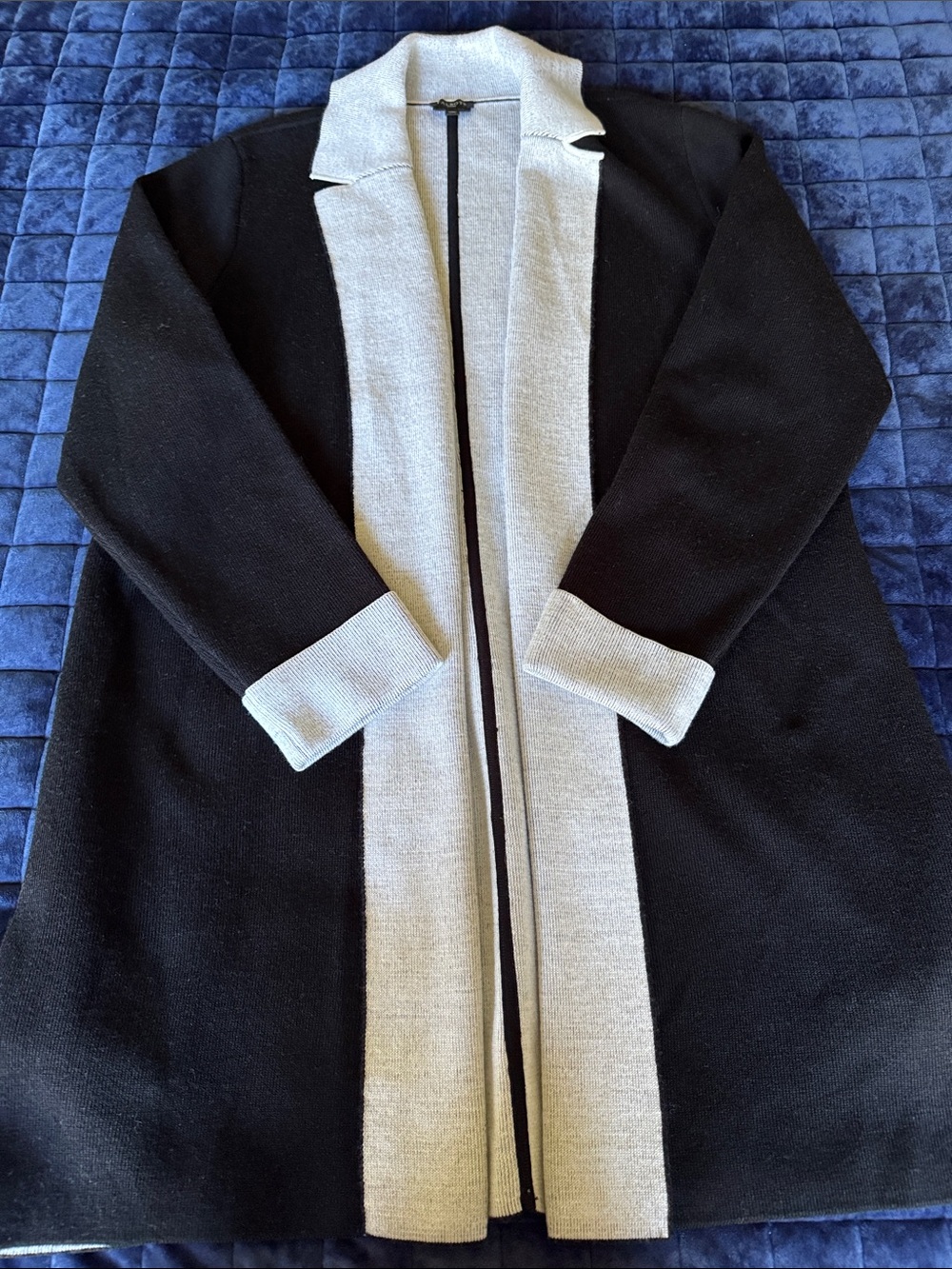 Talbots Black Sweater with Light Gray Trim Size 1X Pure Merino Wool